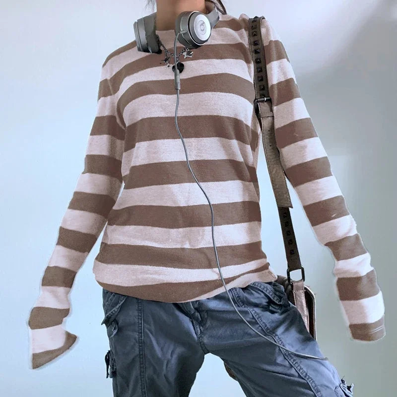 Women's Striped Long-Sleeve T-Shirt