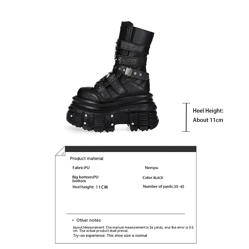 Black Rivet Platform Motorcycle Boots