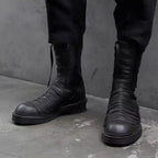 Men's Retro Lace-Up Mid-Calf Platform Boots