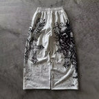 Unisex Skull Print Drawstring Jogger Pants