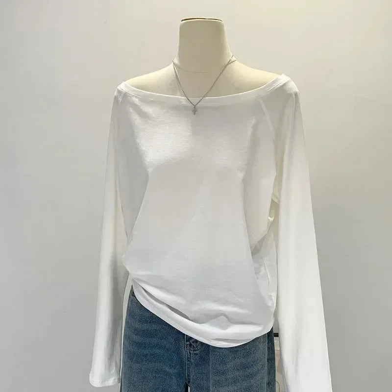 Women's One-Shoulder Long-Sleeve Top