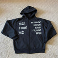 Black Letter Print Zip-Up Hoodie