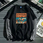 Men’s Layered Long-Sleeve T-Shirt with Striped Sleeves
