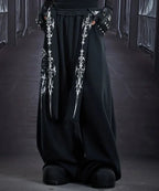 Black Gothic Graphic Wide-Leg Sweatpants