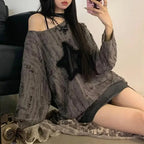 Women's Oversized Star Print Long-Sleeve T-Shirt