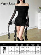 Women's Black Long-Sleeve Gothic Top