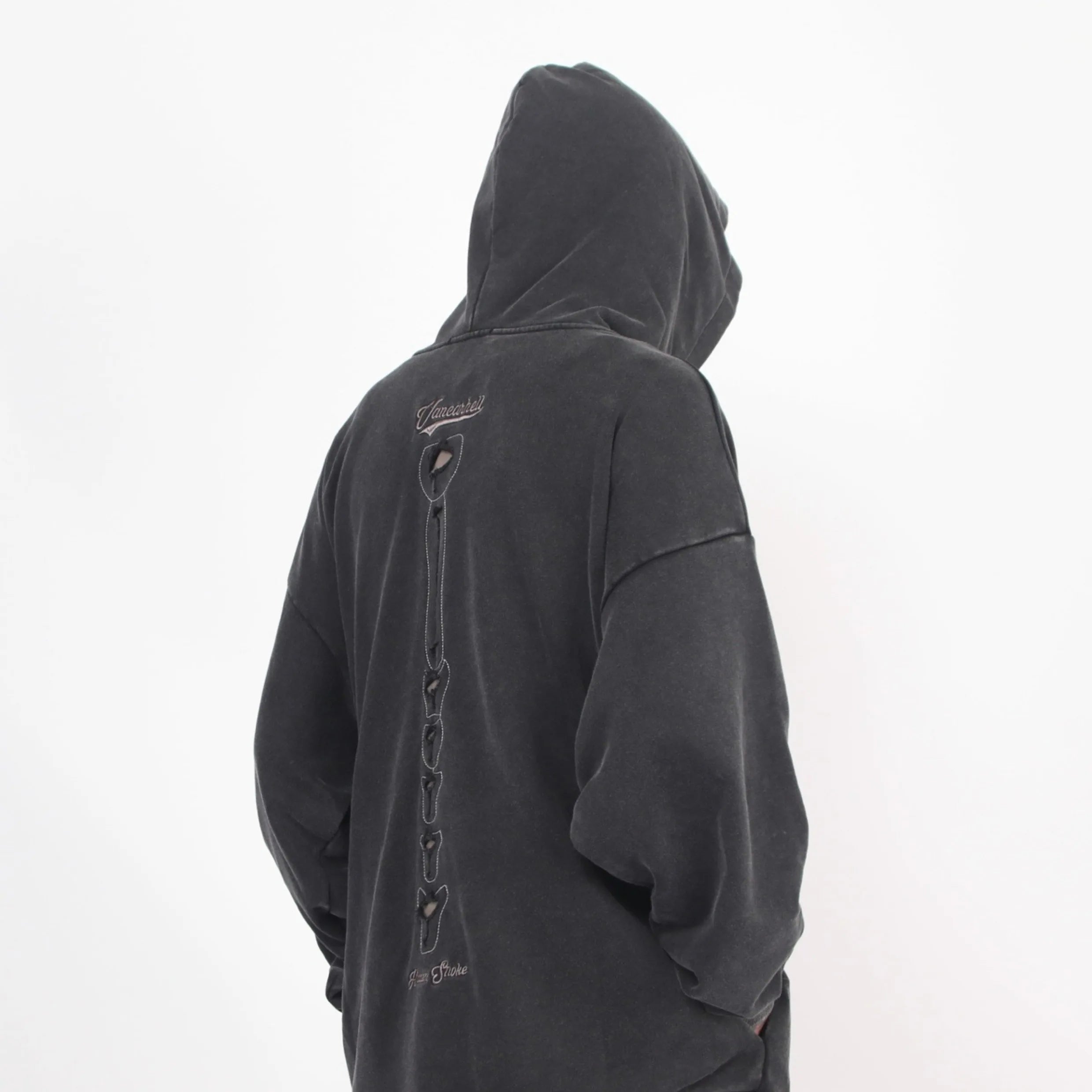 Skeleton Graphic Distressed Pullover Hoodie