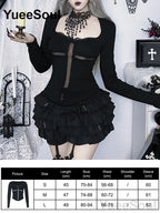 Women's Black Lace Long-Sleeve Top