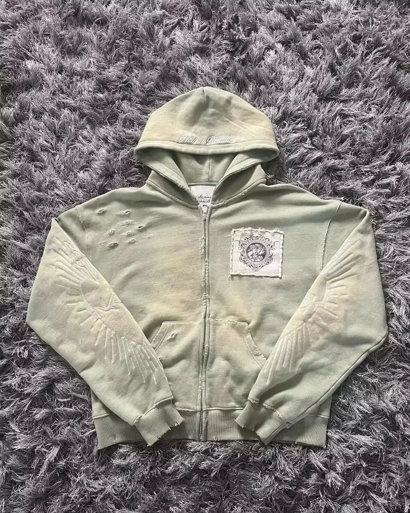 Women's Oversized Tribal-Print Zip Hoodie