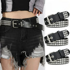 Black Studded Faux Leather Pyramid Rivet Belt