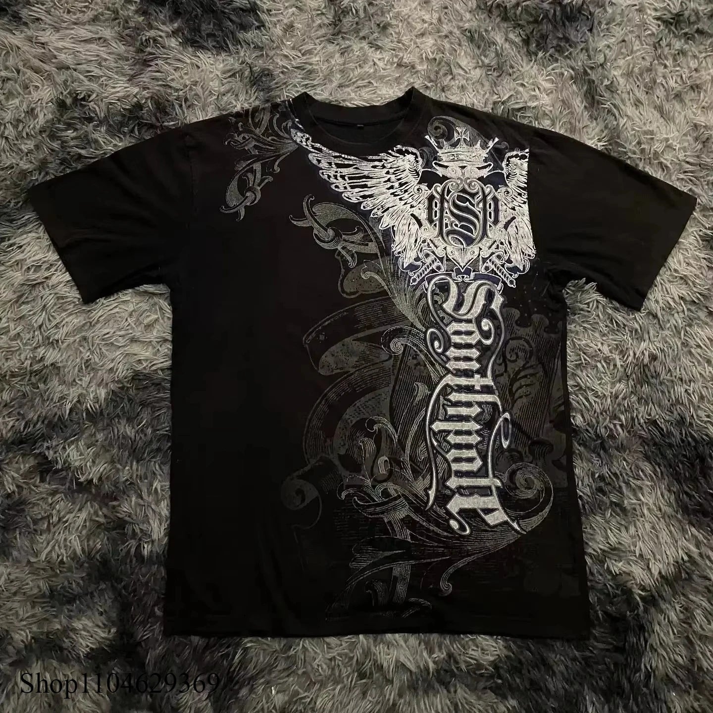 Gothic Graphic T-Shirt, Short Sleeve Crew Neck