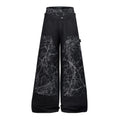 Men's Black Patchwork Wide-Leg Jeans