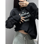 Women's Black Graphic Long-Sleeve T-Shirt