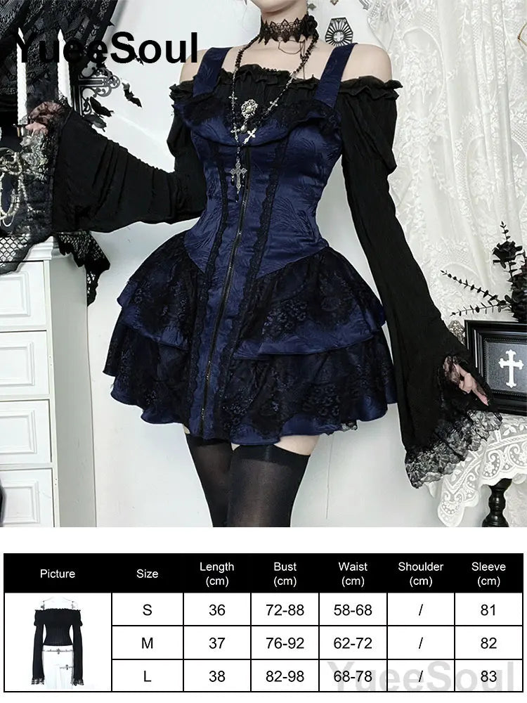 Women's Black Long-Sleeve Gothic Top