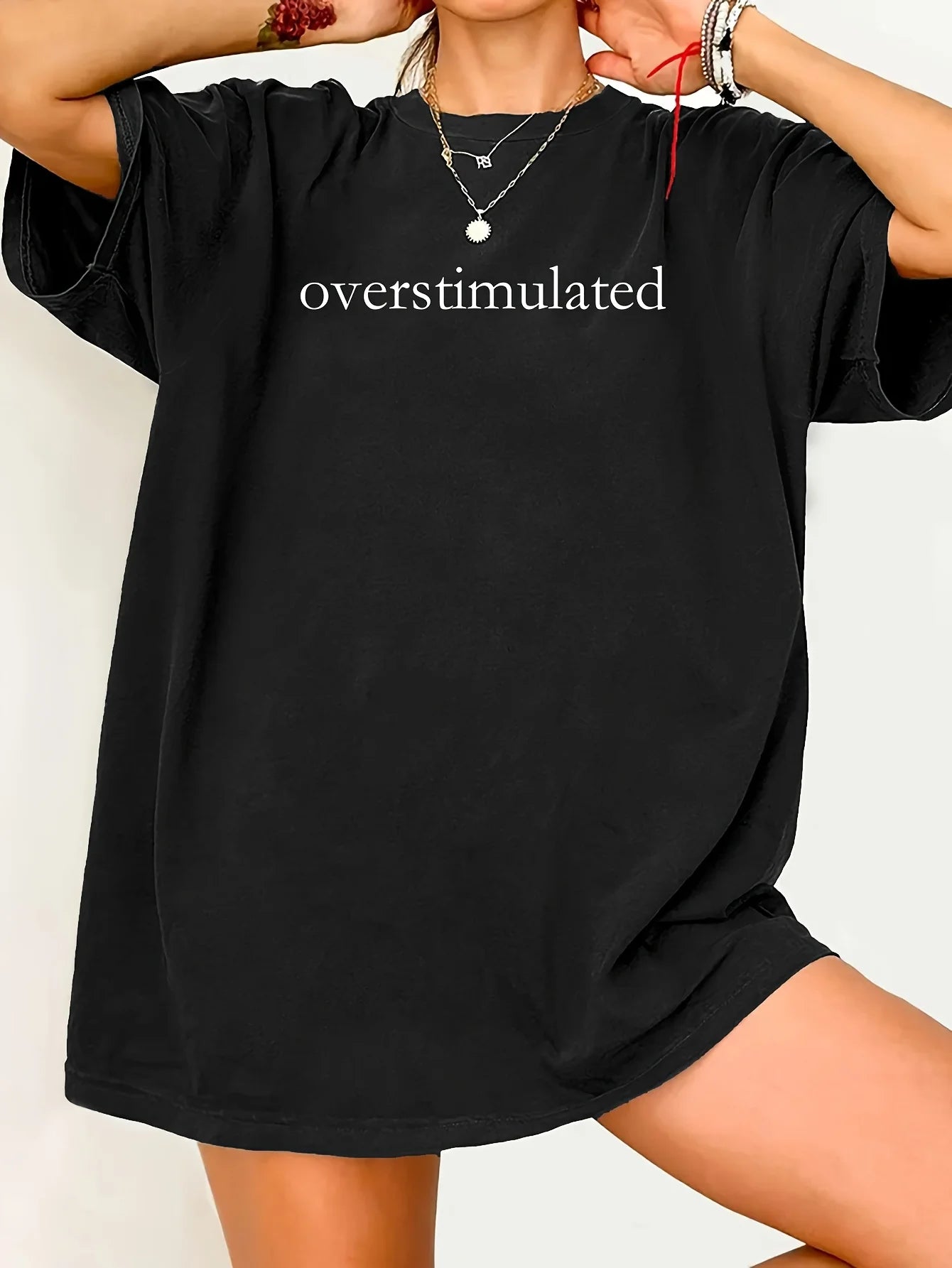 Women's Oversized “Overstimulated” Graphic T-Shirt