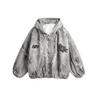 Men's Grey Distressed Hooded Jacket
