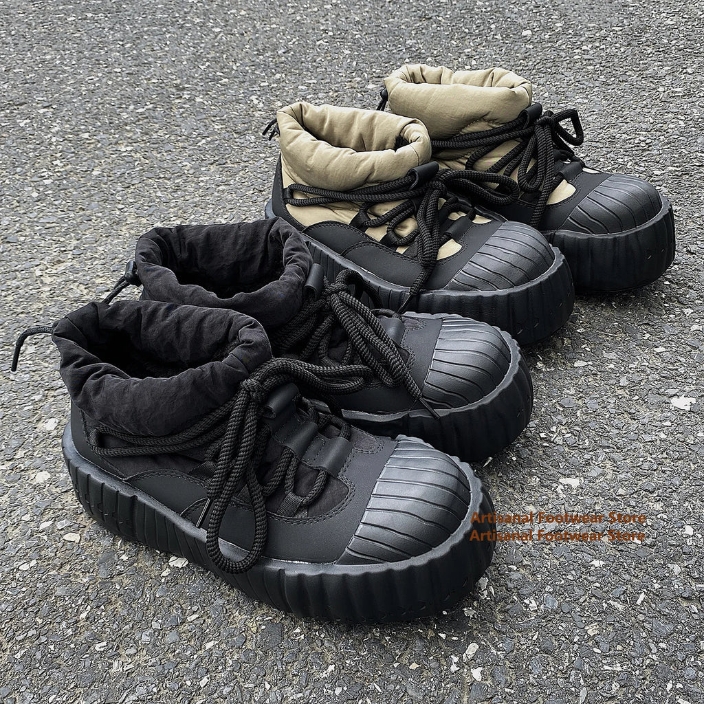Men's Ankle Boots with Plush Lining and Chunky Rubber Sole