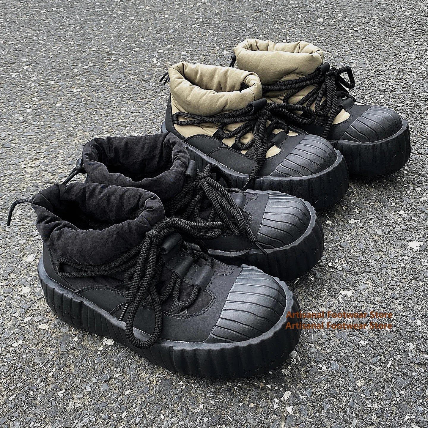 Men's Ankle Boots with Plush Lining and Chunky Rubber Sole