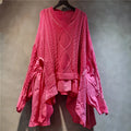 Women's Pink Cable-Knit Patchwork V-Neck Sweater