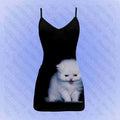 Black Cat Print Mini Slip Dress