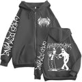 Ghostemane Graphic Zip-Up Hoodie in Dark Gray