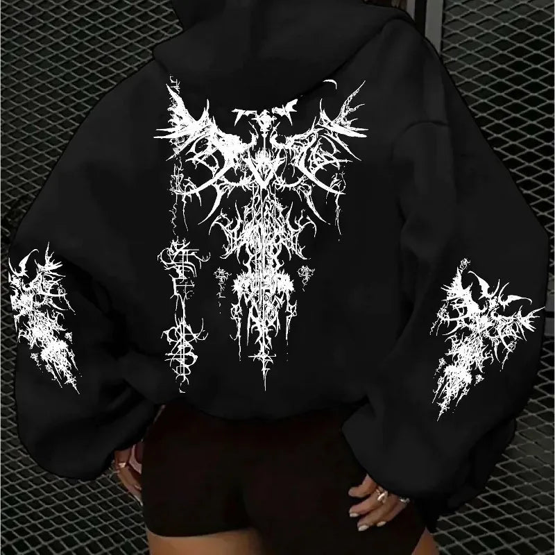 Grunge Graphic Fleece Hoodie
