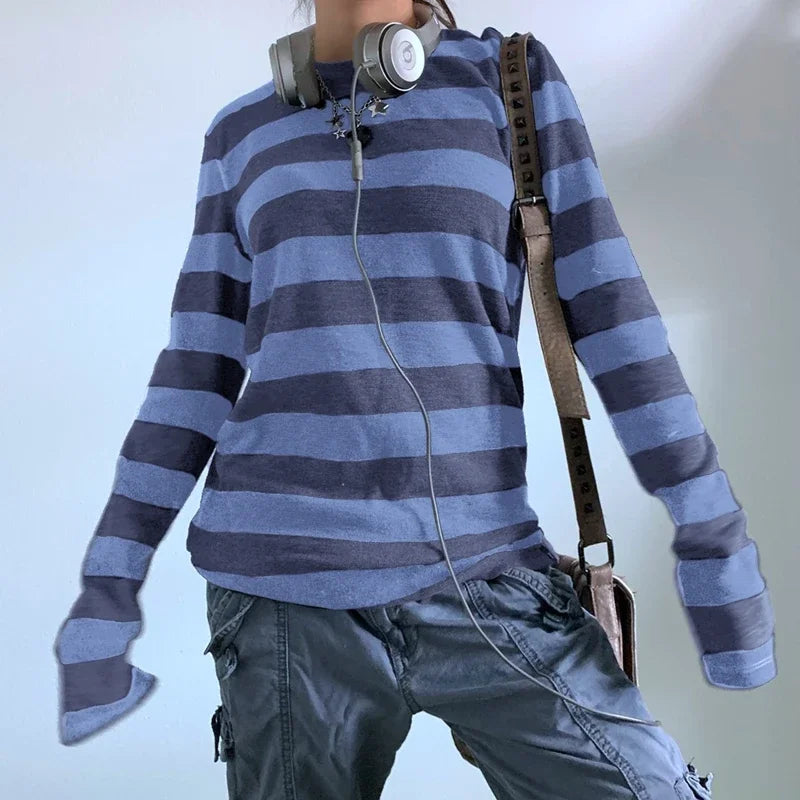 Women's Striped Long-Sleeve T-Shirt