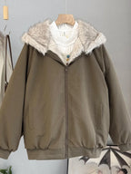Women's Faux-Fur Hooded Padded Jacket with Zip Front