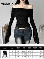 Women's Black Lace-Panel Long-Sleeve Top