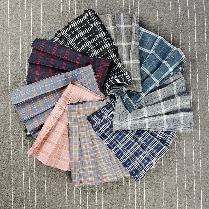 Grunge Plaid Pleated Mini Skirt