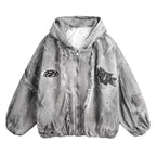 Men's Grey Distressed Hooded Jacket