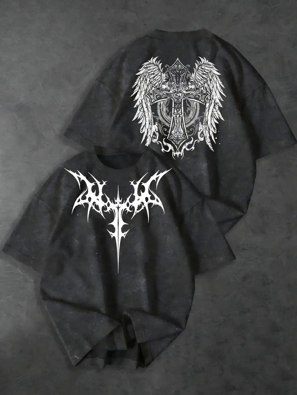 Men's Gothic Wing & Skull Graphic T-Shirt