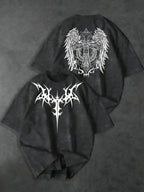 Men's Gothic Wing & Skull Graphic T-Shirt