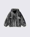 Men's Black Hooded Zip Jacket with Graphic Patches