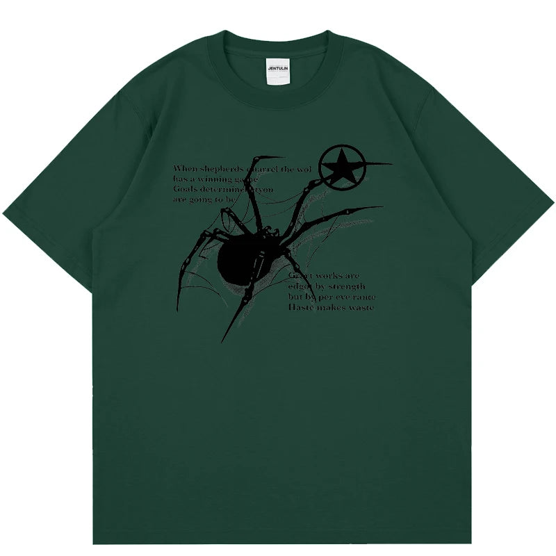Spider Graphic Oversized Cotton T-Shirt