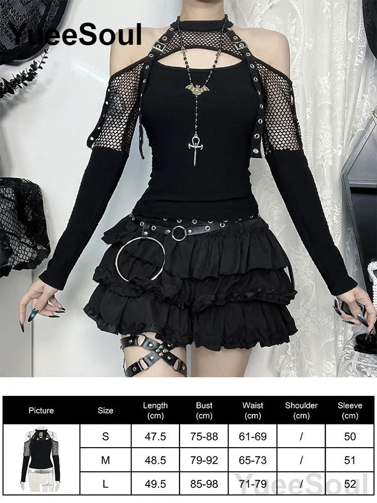 Women's Black Long-Sleeve Gothic Top