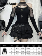 Women's Black Lace Long-Sleeve Top