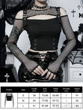 Women's Black Lace Long-Sleeve Top