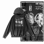 Men's Acid-Washed Black Graphic Pullover Hoodie