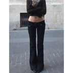 Women's Black Low-Rise Flared Jeans