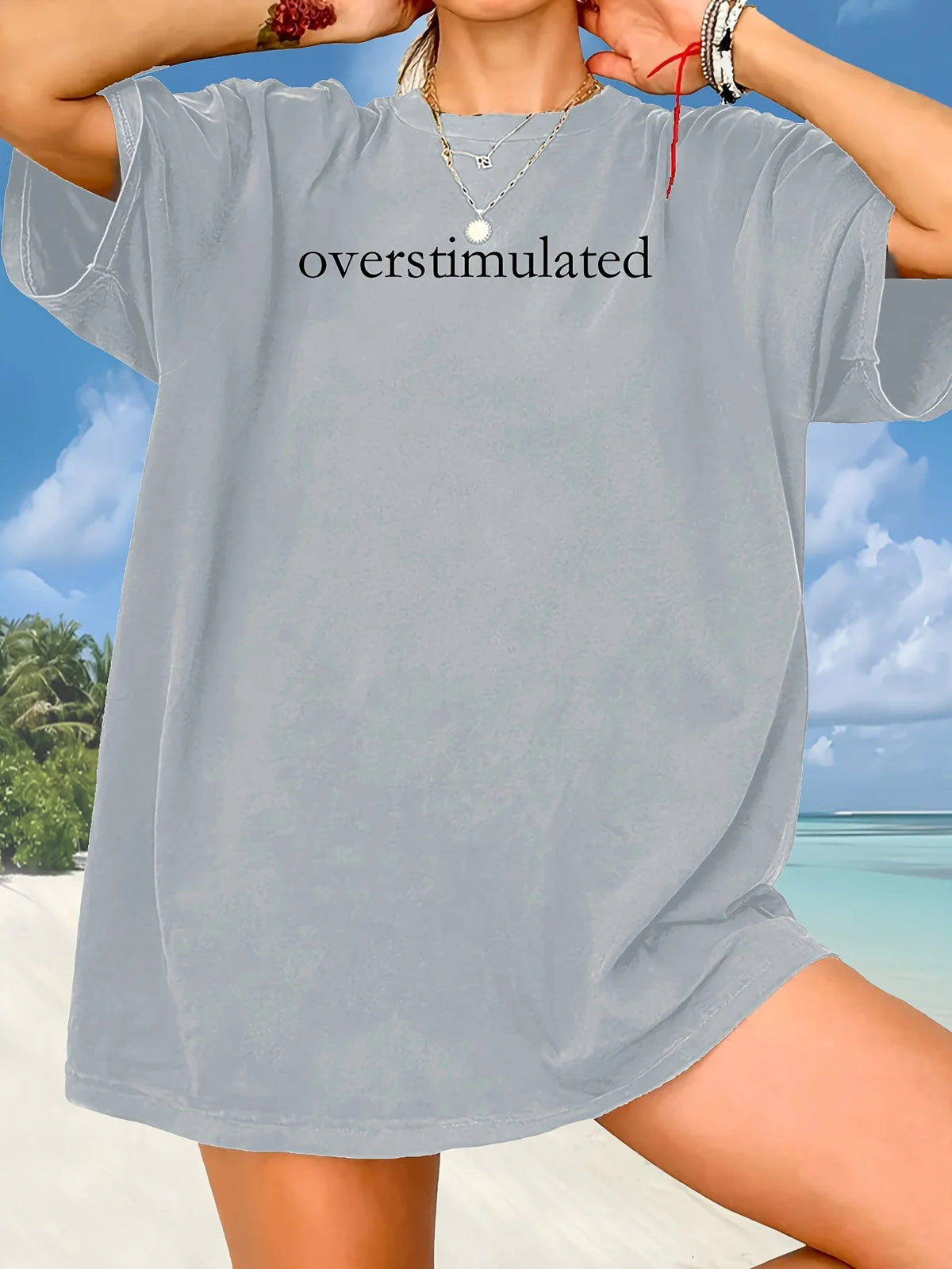 Women's Oversized “Overstimulated” Graphic T-Shirt