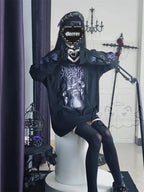 Women's Black Graphic Long-Sleeve T-Shirt