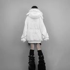 Women's Hooded Winter Jacket with Fluffy Trim