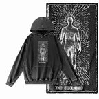 Men's Acid-Washed Black Graphic Pullover Hoodie