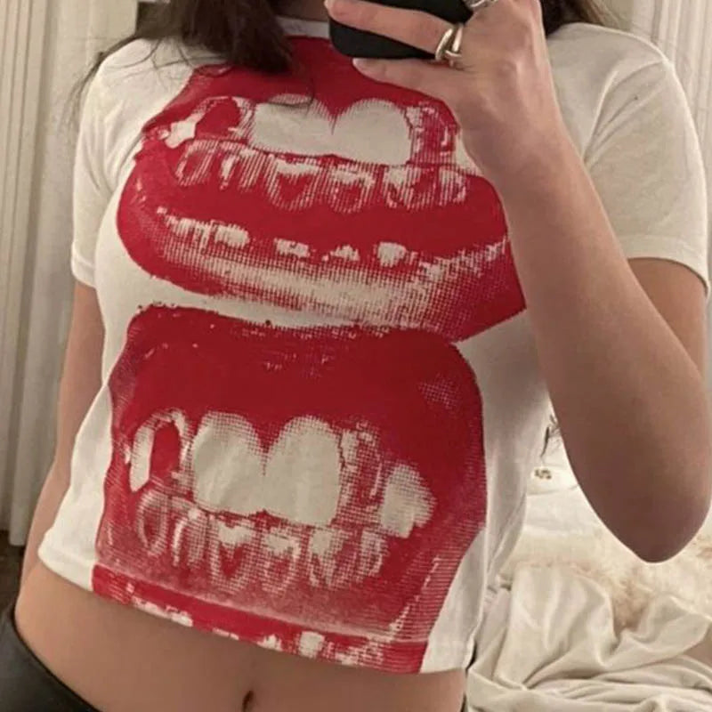 Women's Graphic Lips Short-Sleeve T-Shirt