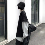 Black Layered Two-Piece Long-Sleeve Top Set