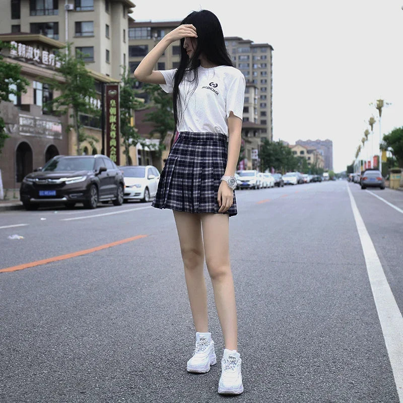 Women's Plaid Pleated Mini Skirt