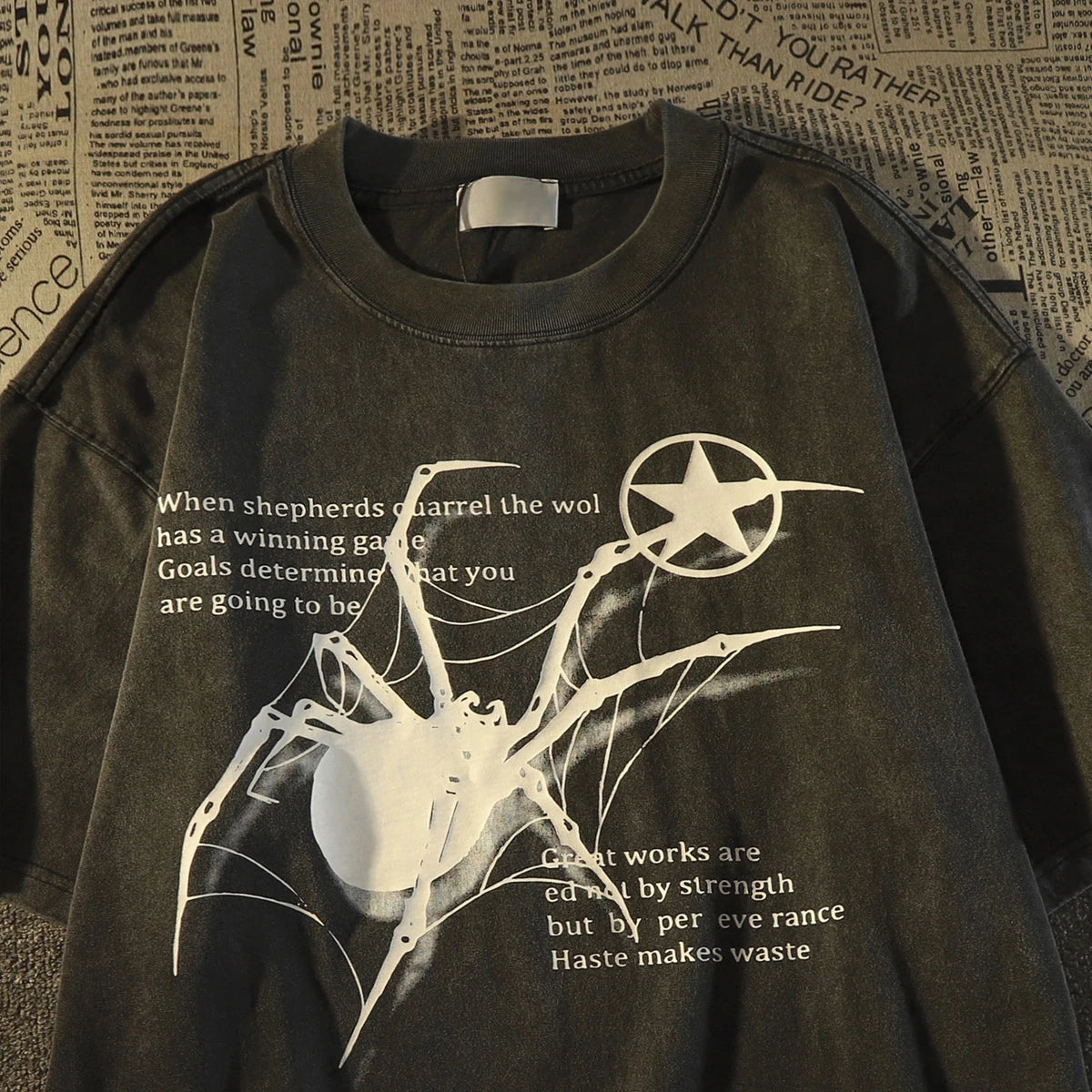 Spider Graphic Oversized Cotton T-Shirt