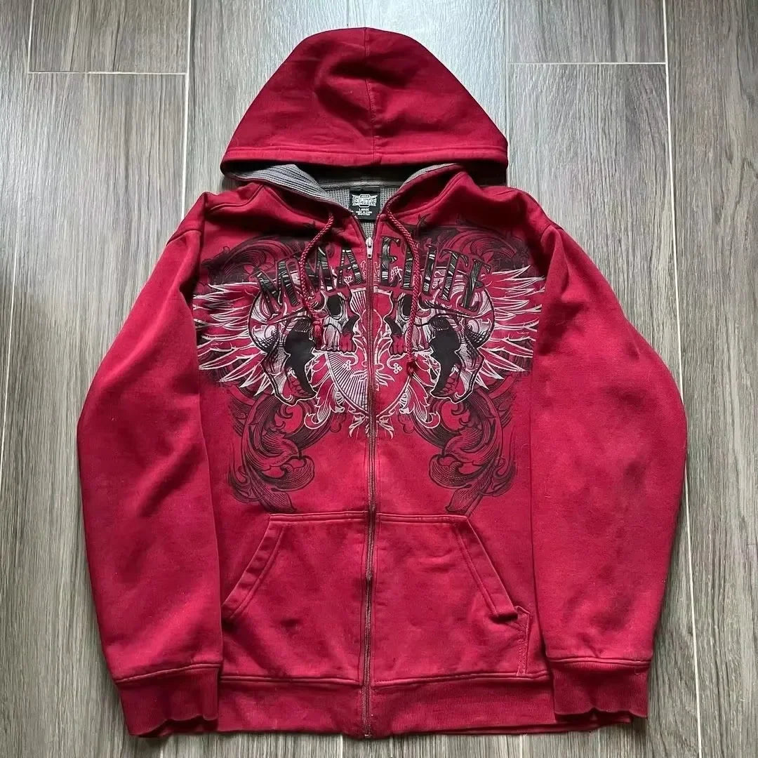 Women's Skull Graphic Zip-Up Hoodie