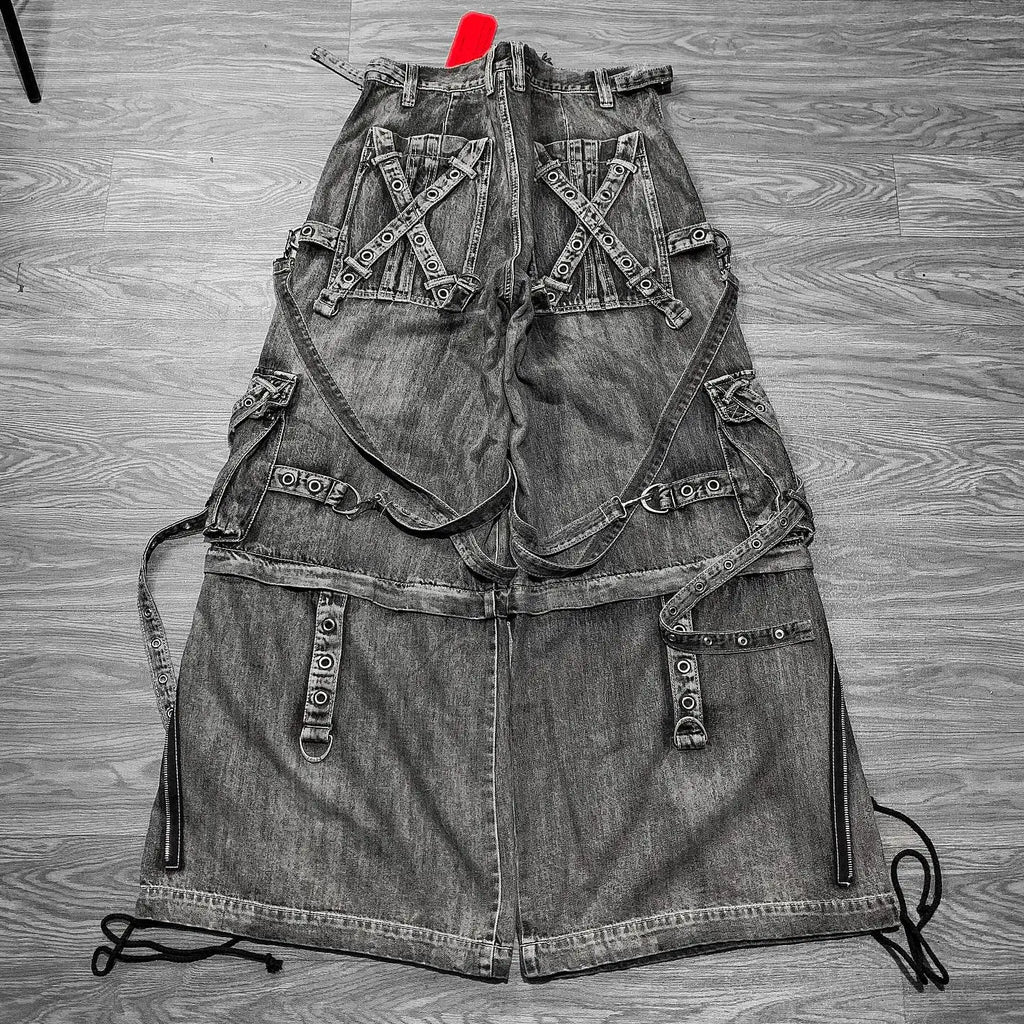 Vintage Washed Multi-Pocket Baggy Jeans